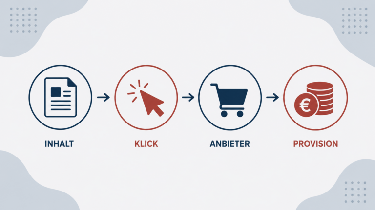 So funktioniert Affiliate-Marketing: Inhalt, Klick, Anbieter und Provision