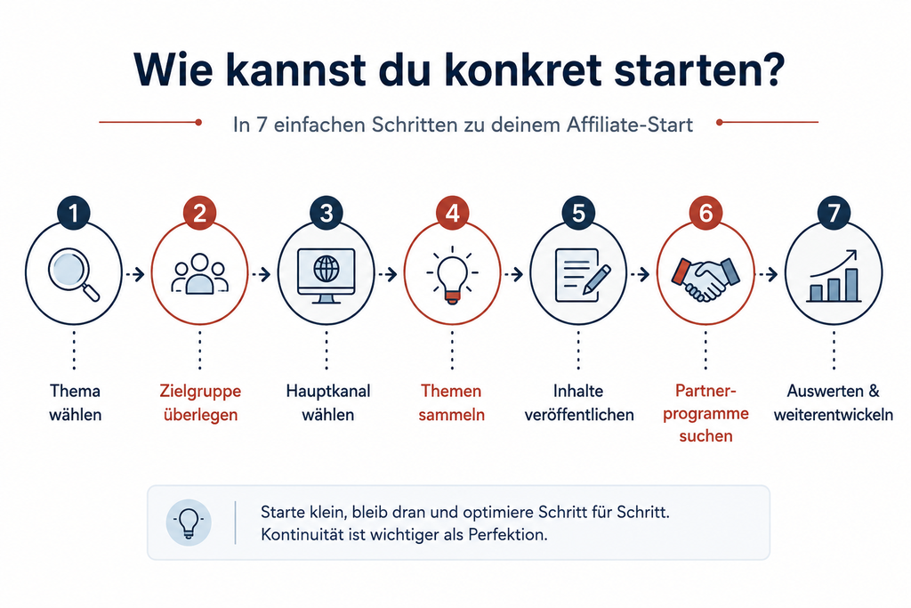 Affiliate-Marketing starten: sieben Schritte von der Themenwahl bis zur Auswertung